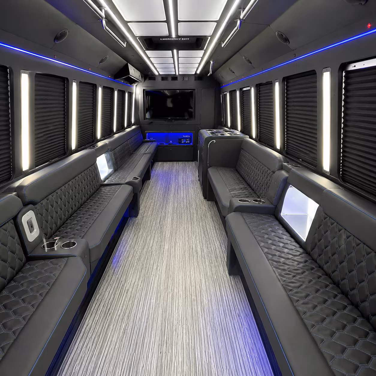Raleigh Wedding Transportation party bus interior