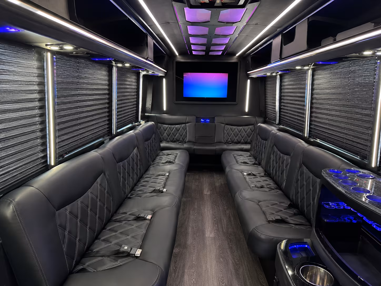Raleigh Wedding Transportation party bus interior
